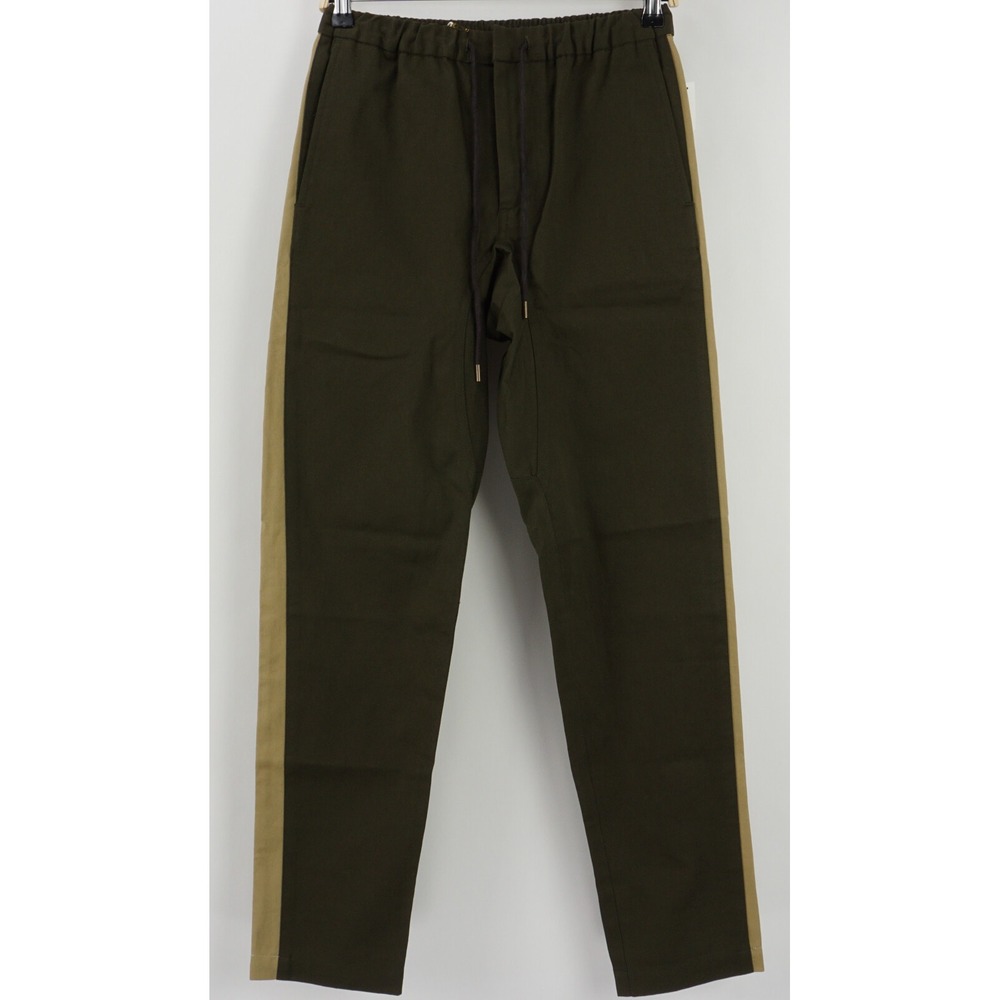 Fanmail Men Green Striped Organic Cotton Twill Drawstring Pants S FMP-WP03-GRN